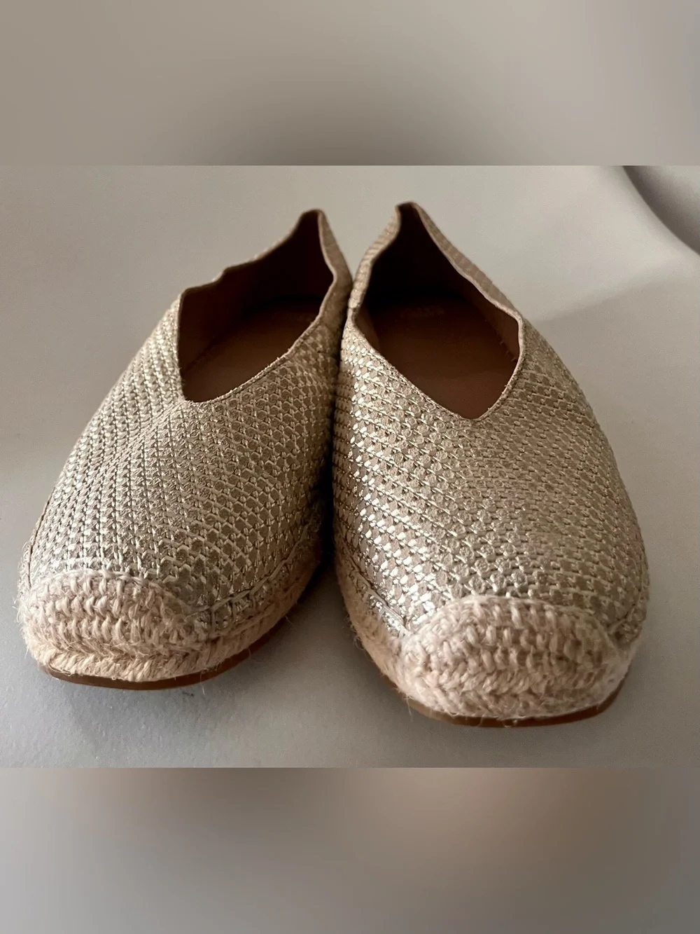 Eileen Fisher Petals Metallic Woven Espadrille Ballet Flats Women's 11 Gold